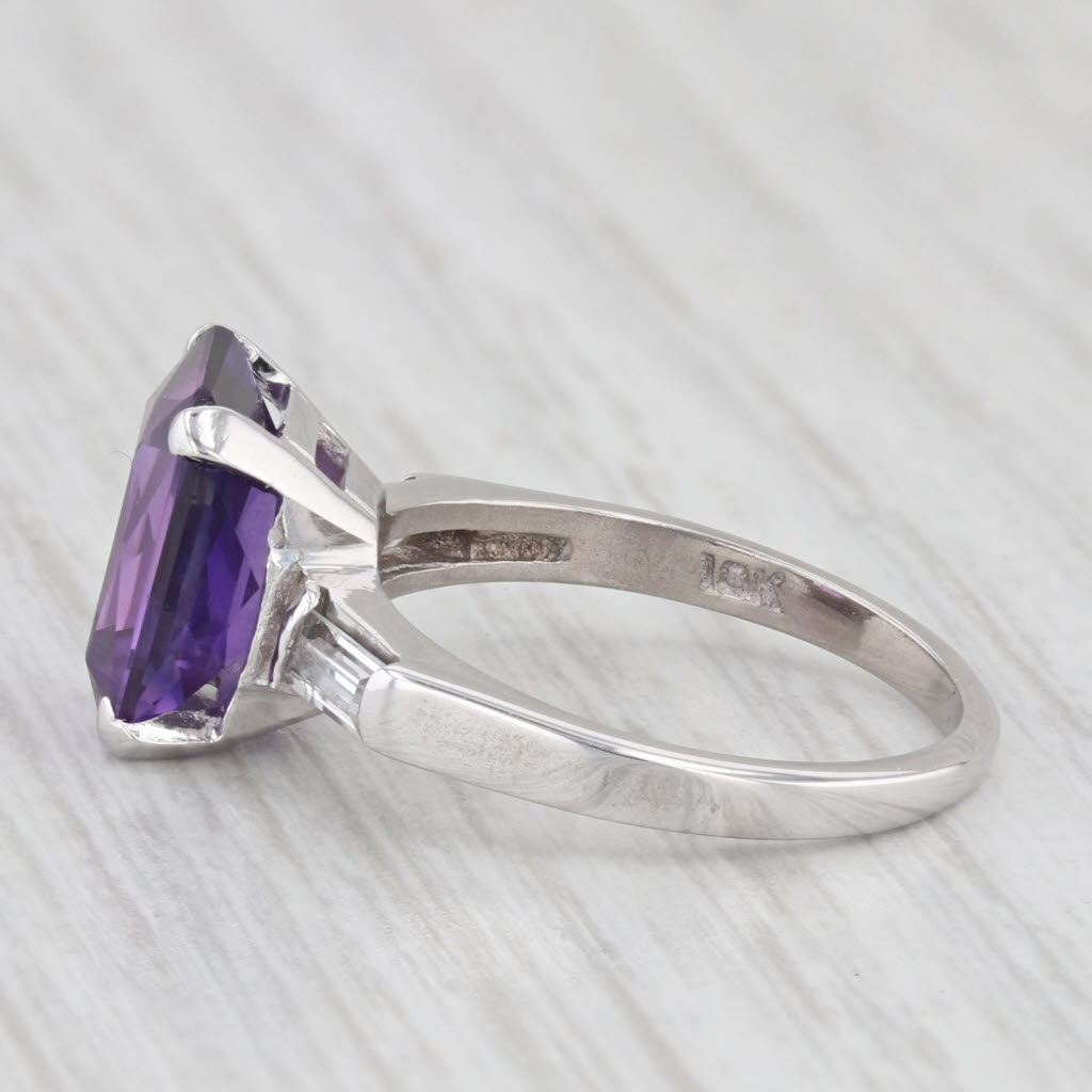 Light Gray 4.50ct Lab Created Purple Sapphire 10k White Gold Size 5.25