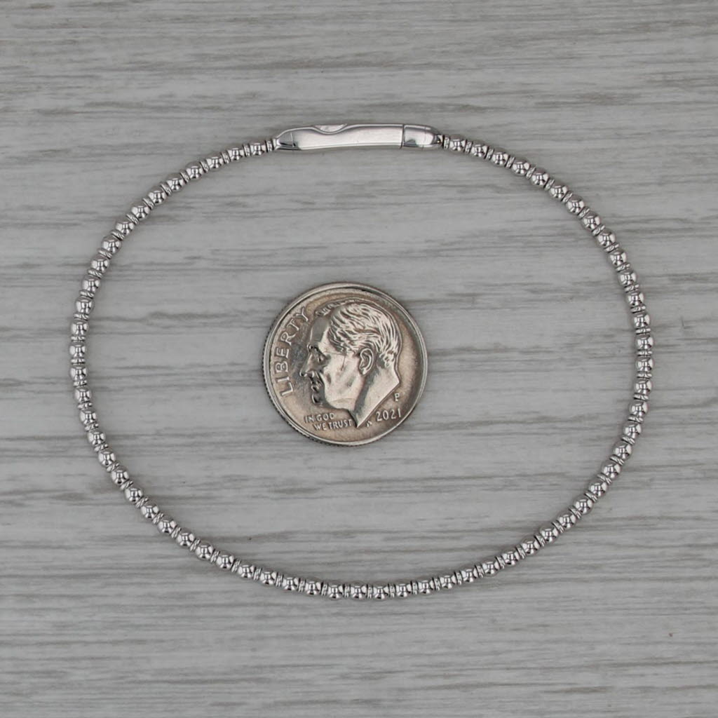 New Bead Flexible Bangle Bracelet 14k White Gold 6.5" 2.2mm