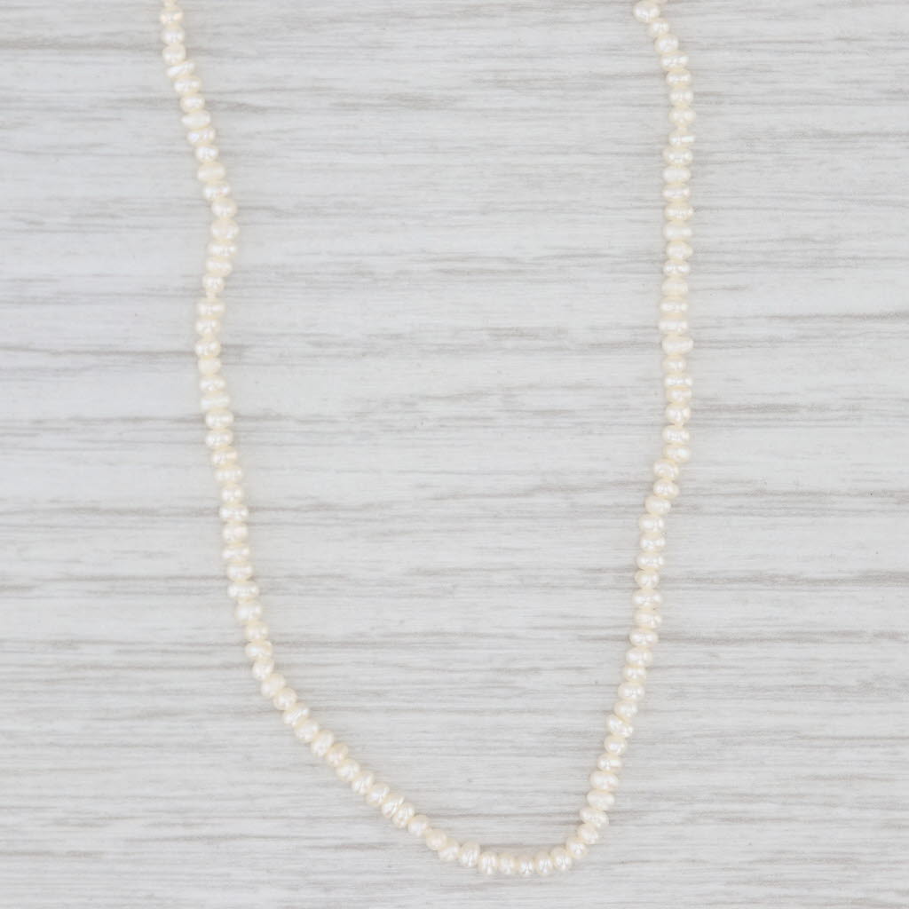 Light Gray Baroque Pearl Single Bead Strand Necklace 14-16" 14k Yellow Gold Adjustable