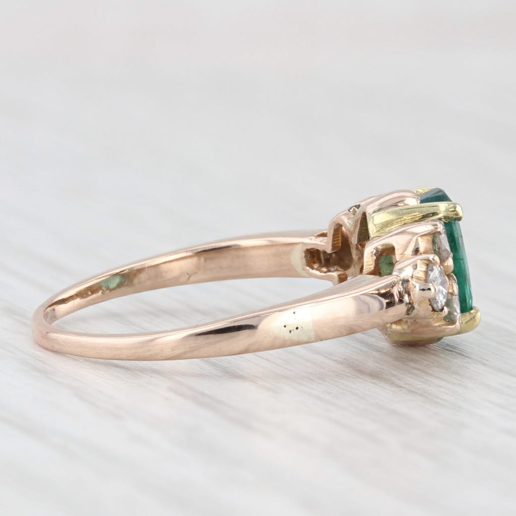 Light Gray Vintage 1.40ctw Oval Emerald Diamond Ring 14k Yellow Gold Size 8