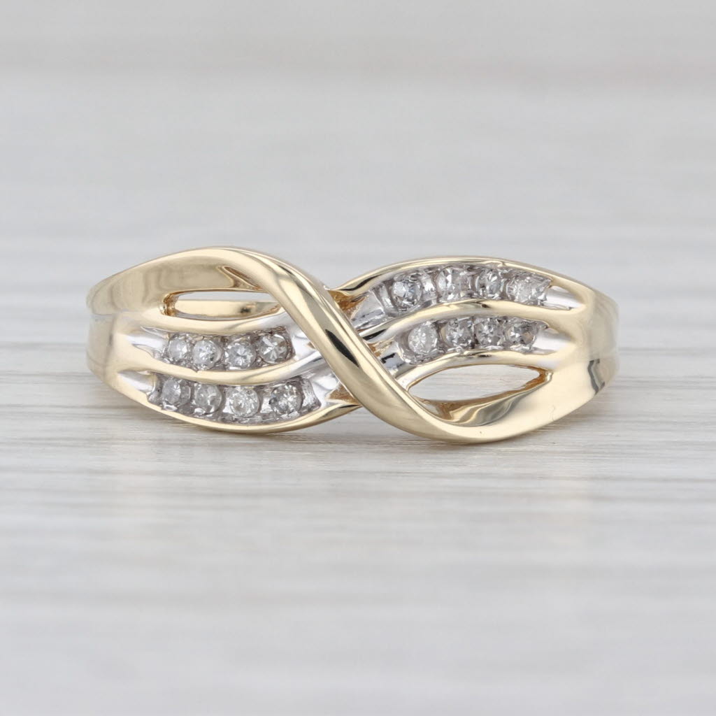 0.10ctw Diamond Overlay Ring 10k Yellow Gold Size 7 Wedding Band