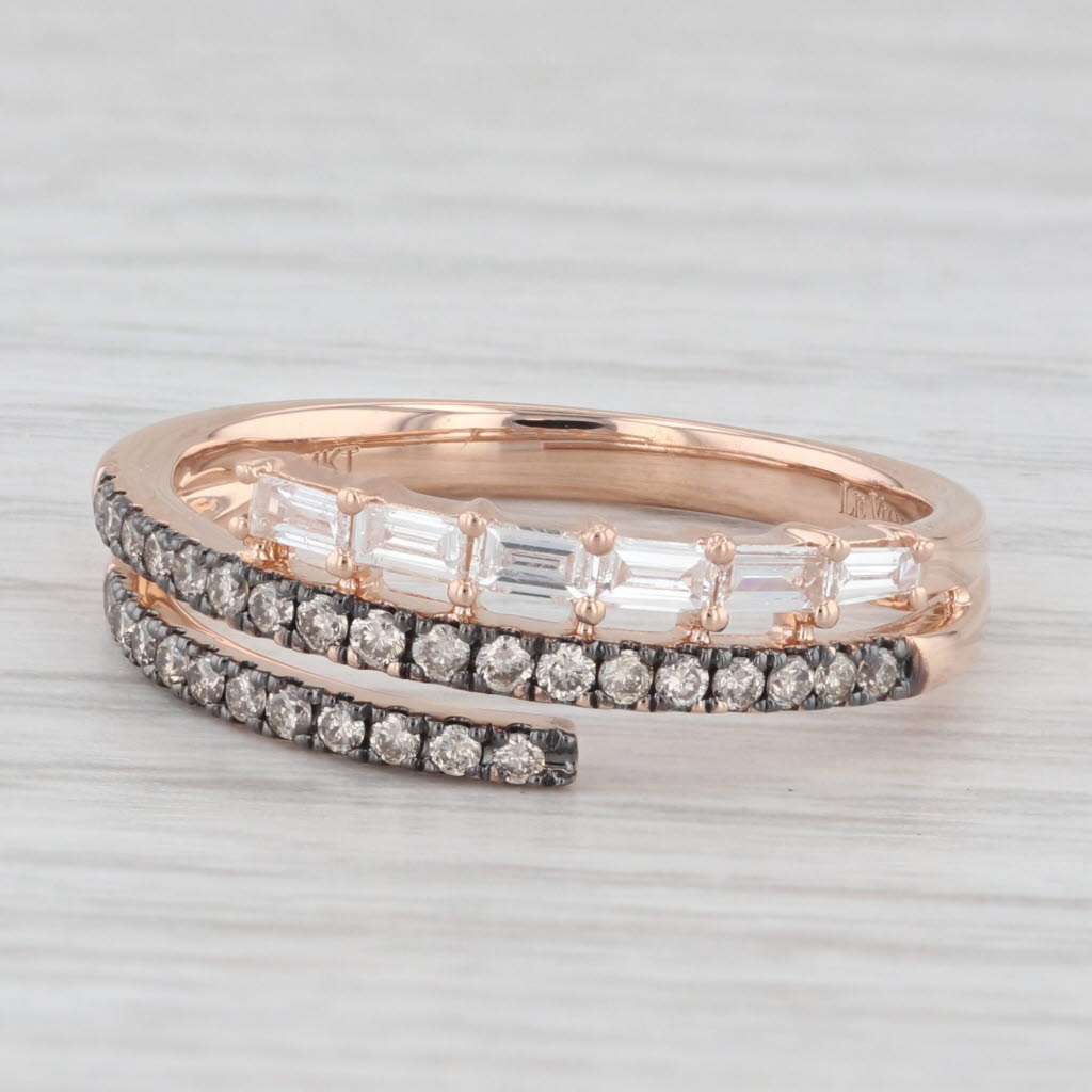 Light Gray Le Vian 0.45ctw Diamond Bypass Ring 14k Rose Gold Sz 7.5 Champagne White