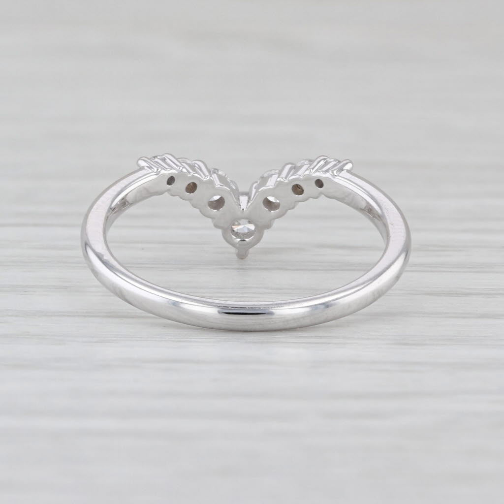 0.364ctw Lab Grown Diamond Wedding Band 14k White Gold Contoured Ring Size 6.25