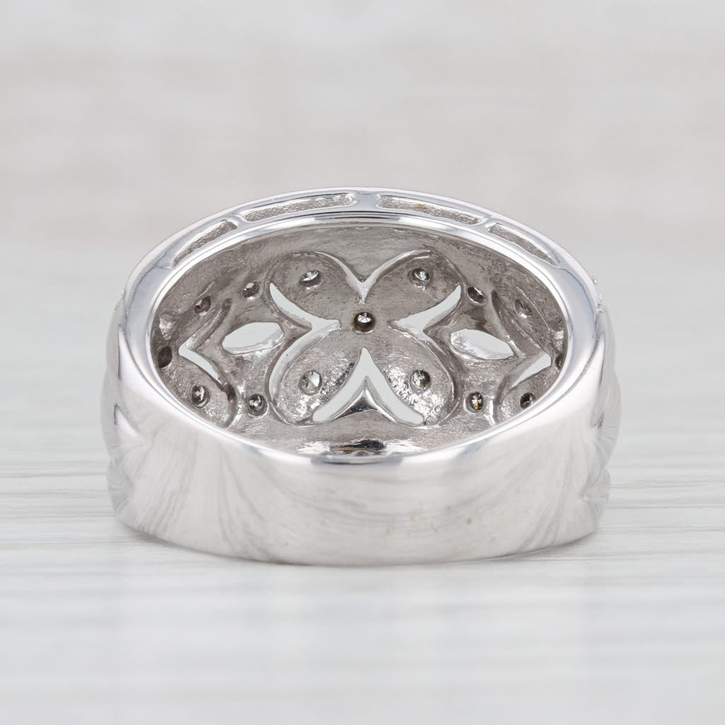 Light Gray 0.50ctw Diamond Flower Ring 14k White Gold Size 7.5 Cocktail Openwork