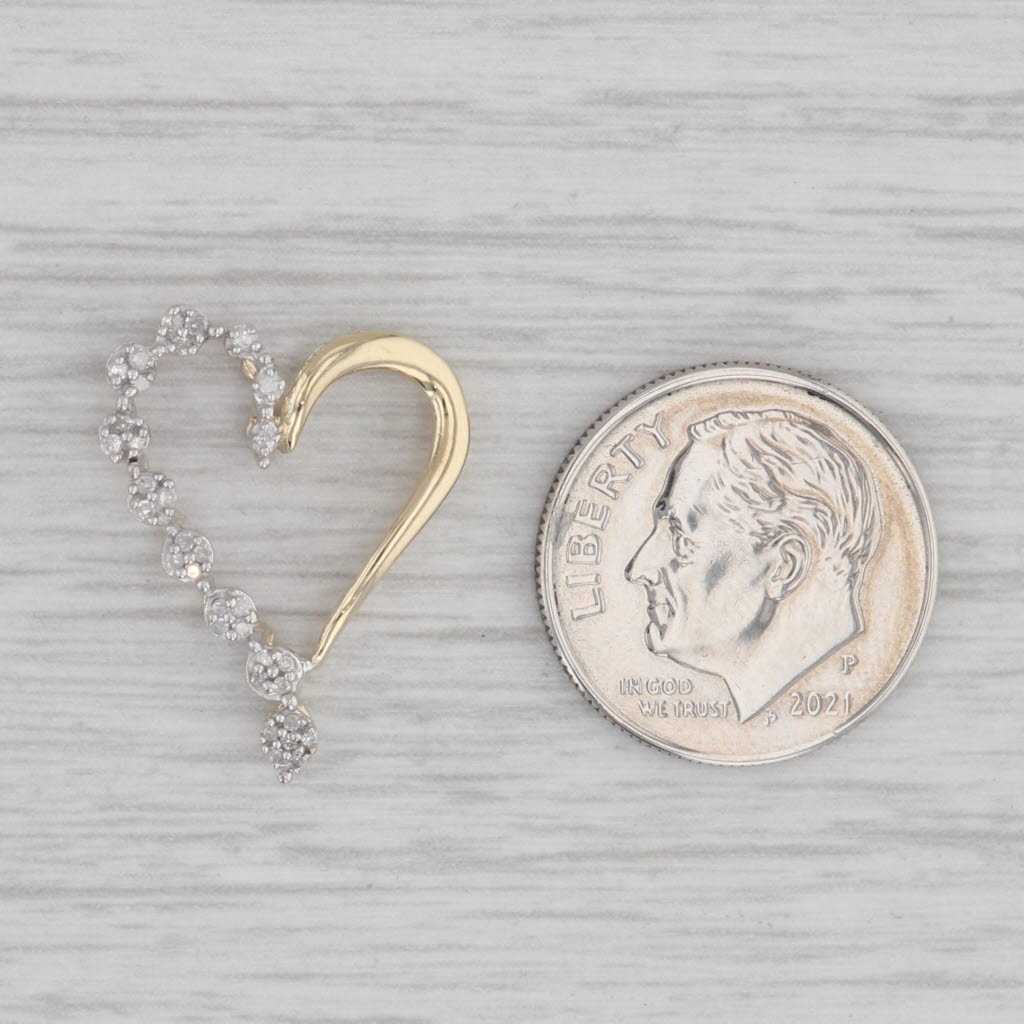 Gray Diamond Love Open Heart Pendant 10k Yellow Gold