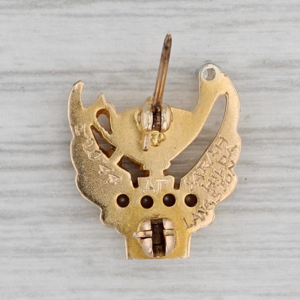 Gray Delta Zeta Lamp Badge 14k Gold Diamond Pearl Sorority Vintage Pin