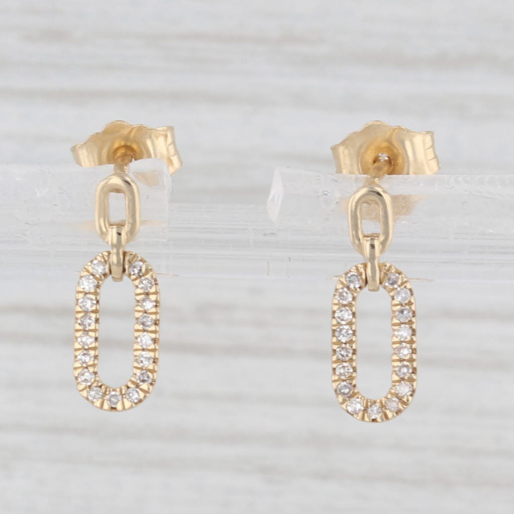 Light Gray New 0.10ctw Diamond Oval Small Drop Stud Earrings 14k Yellow Gold