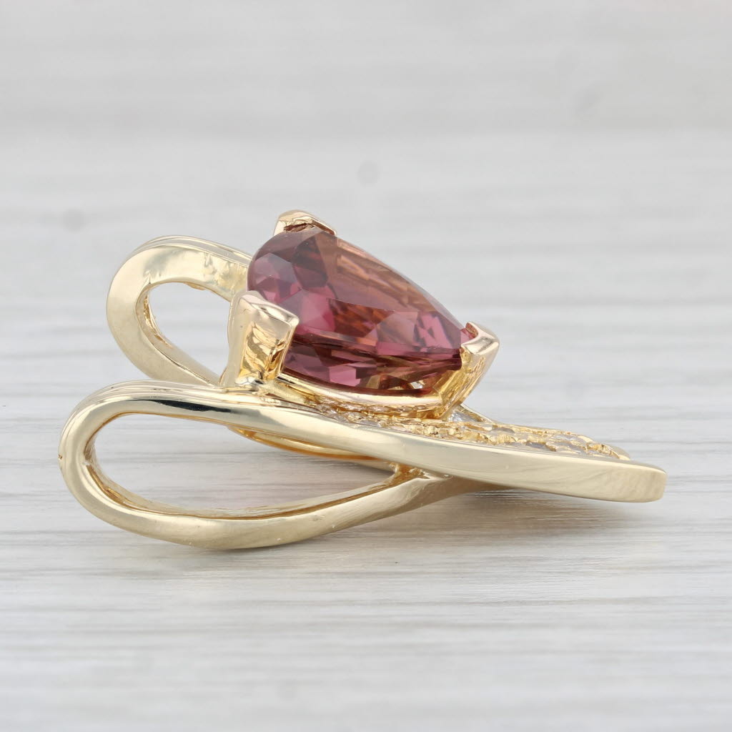 Light Gray 5.48ctw Purple Pink Tourmaline Diamond Pendant 14k Yellow Gold Slide Pendant