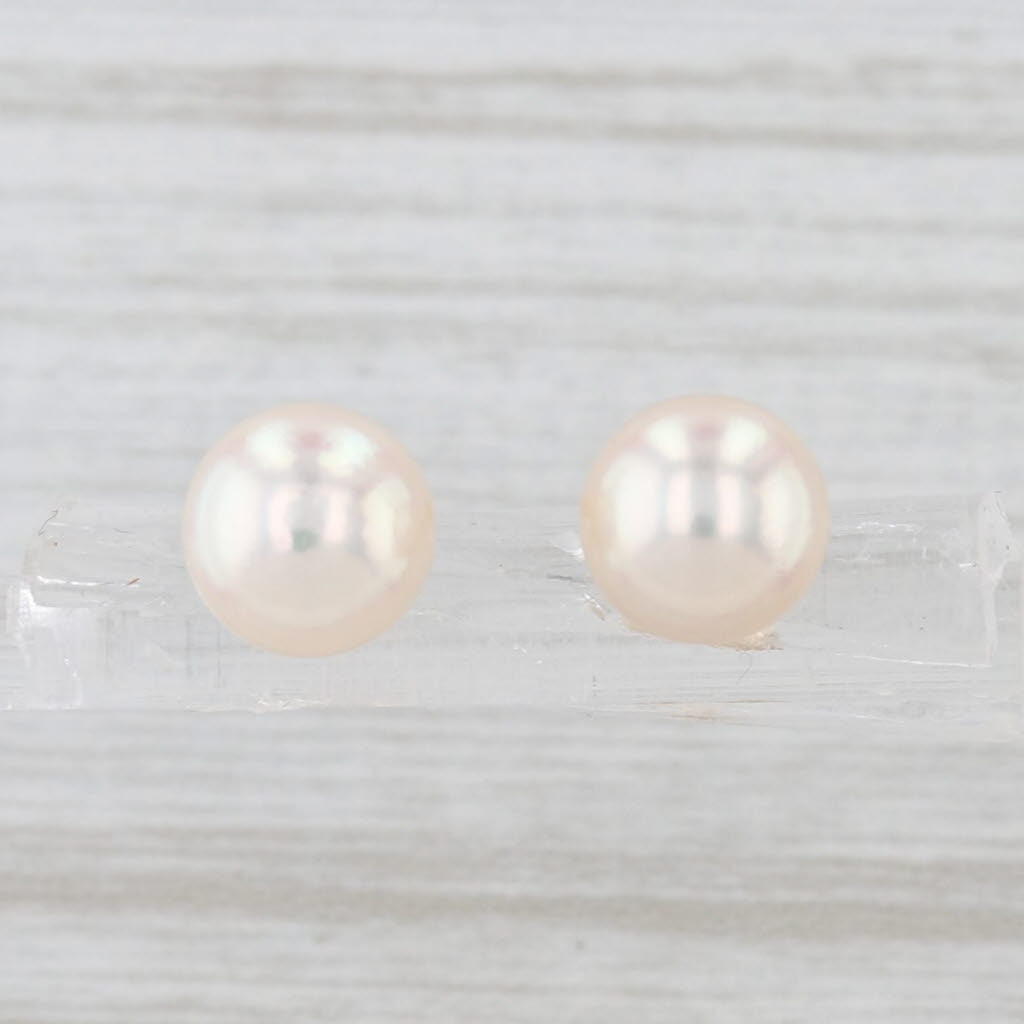 Cultured Pearl Stud Earrings 14k Yellow Gold 7.2mm Studs