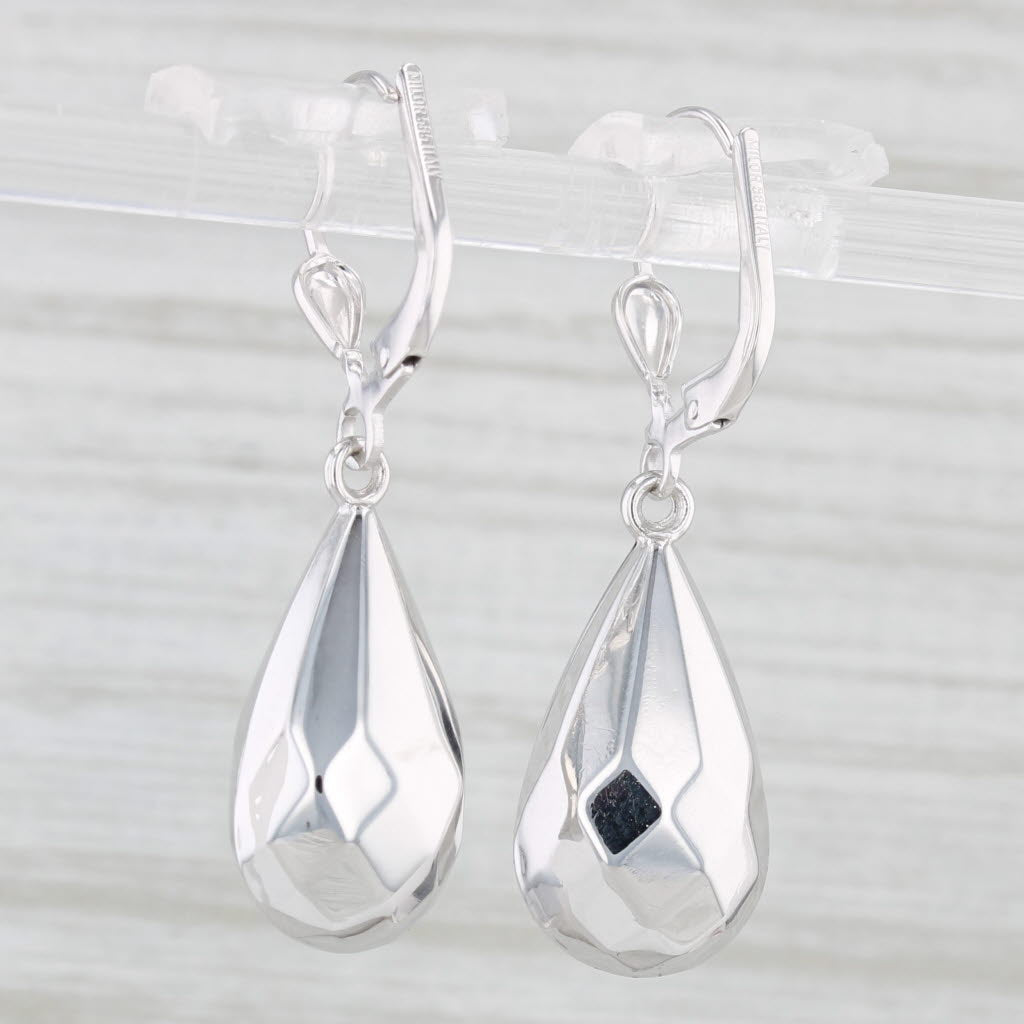 Light Gray Milor Teardrop Earrings 14k White Gold Pierced Dangles