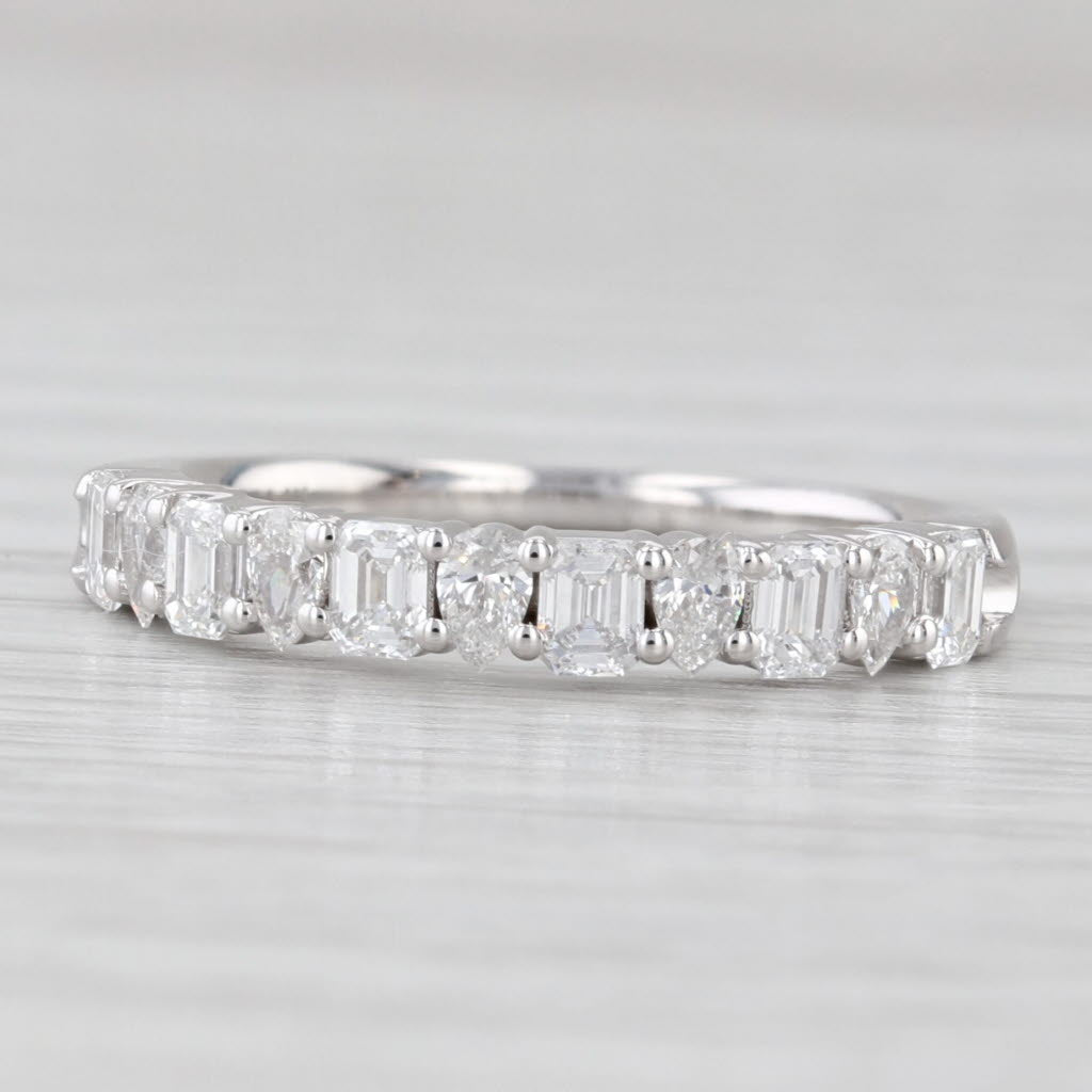 Light Gray New 0.85ctw Diamond Wedding Band 14k White Gold Stackable Anniversary Ring 6.5