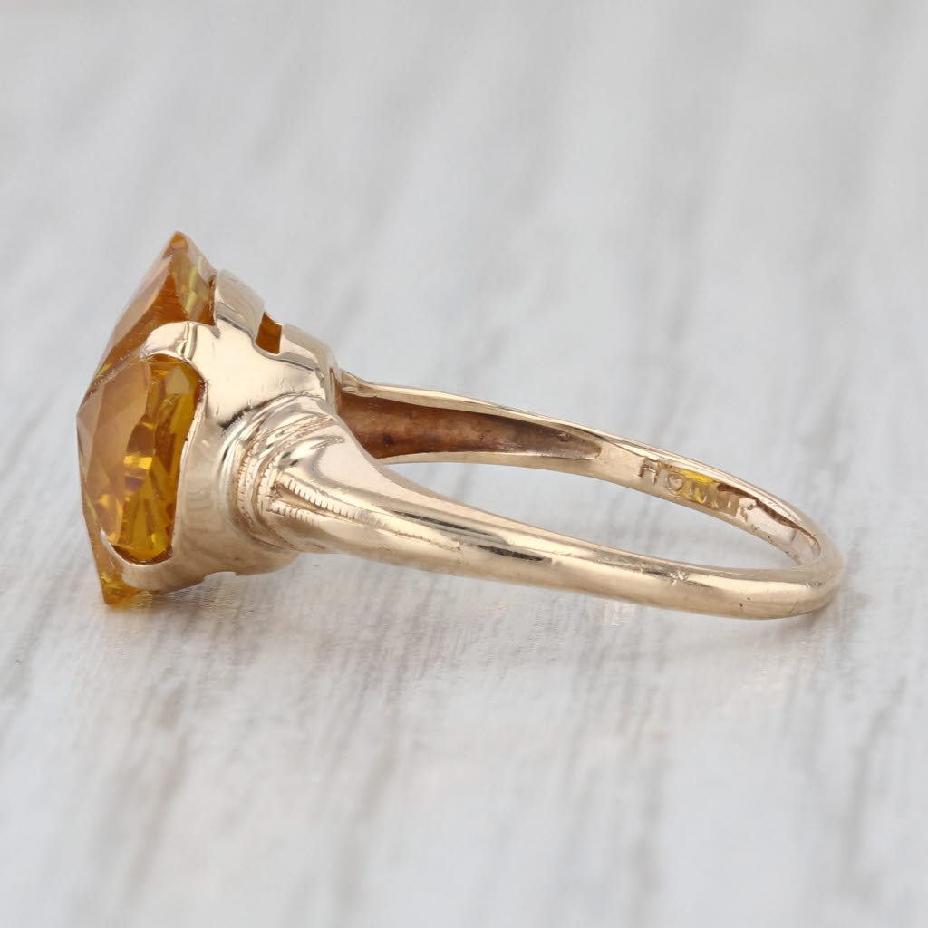 Lab Created Yellow Sapphire Shamrock Clover Flower Ring 10k Yellow Gold Size 5