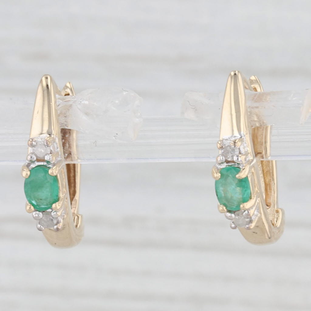 Light Gray 0.34ctw Emerald Diamond Drop Earrings 10k Yellow Gold Lever Backs