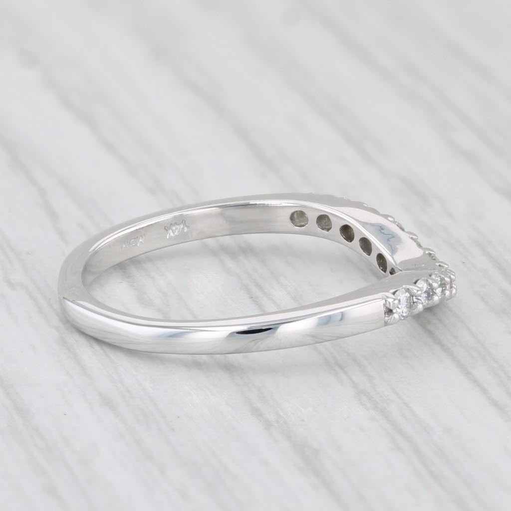 Light Gray 0.20ctw Diamond Contoured Wedding Band Guard Ring 14k White Gold Size 6 Ring