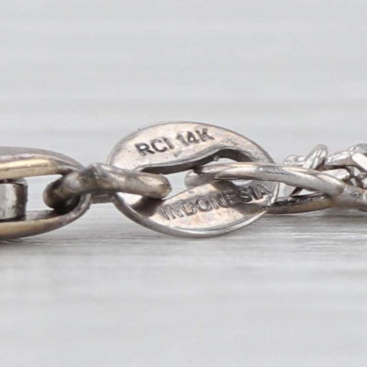 Cable Chain Necklace 14k White Gold Adjustable 16.5" 17.5" 18.5" 1mm