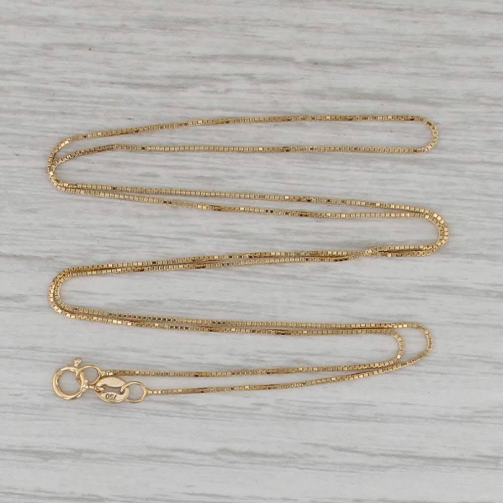 Fine Box Chain Necklace 18k Yellow Gold 19.75" 0.6mm