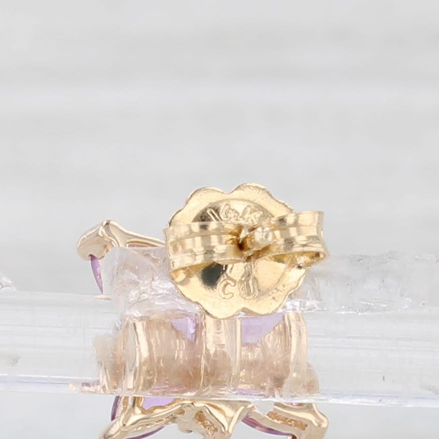 Light Gray 1.88ctw Pink Sapphire Diamond Flower Stud Earrings 14k Yellow Gold