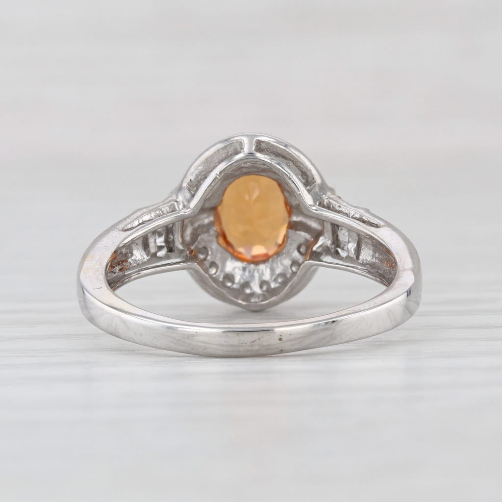 2.58ctw Spessartite Orange Garnet Diamond Halo Ring 10k White Gold Size 8