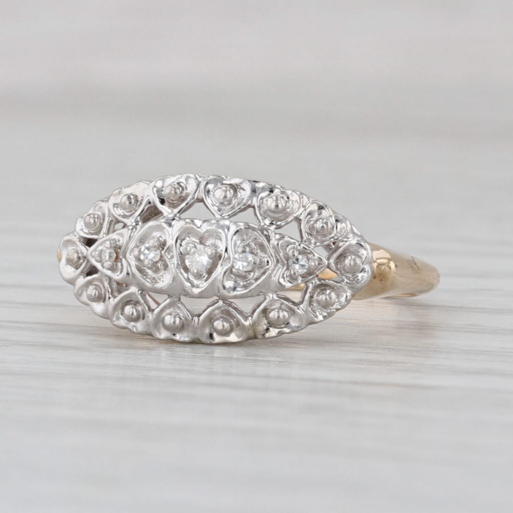 Vintage Diamond Princess Ring 10k White Yellow Gold Size 5.25
