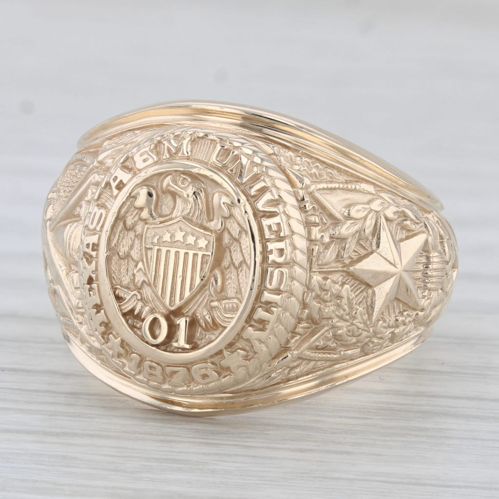 Gray Texas A & M University Class Ring 10k Yellow Gold Size 10.5 Men's Signet