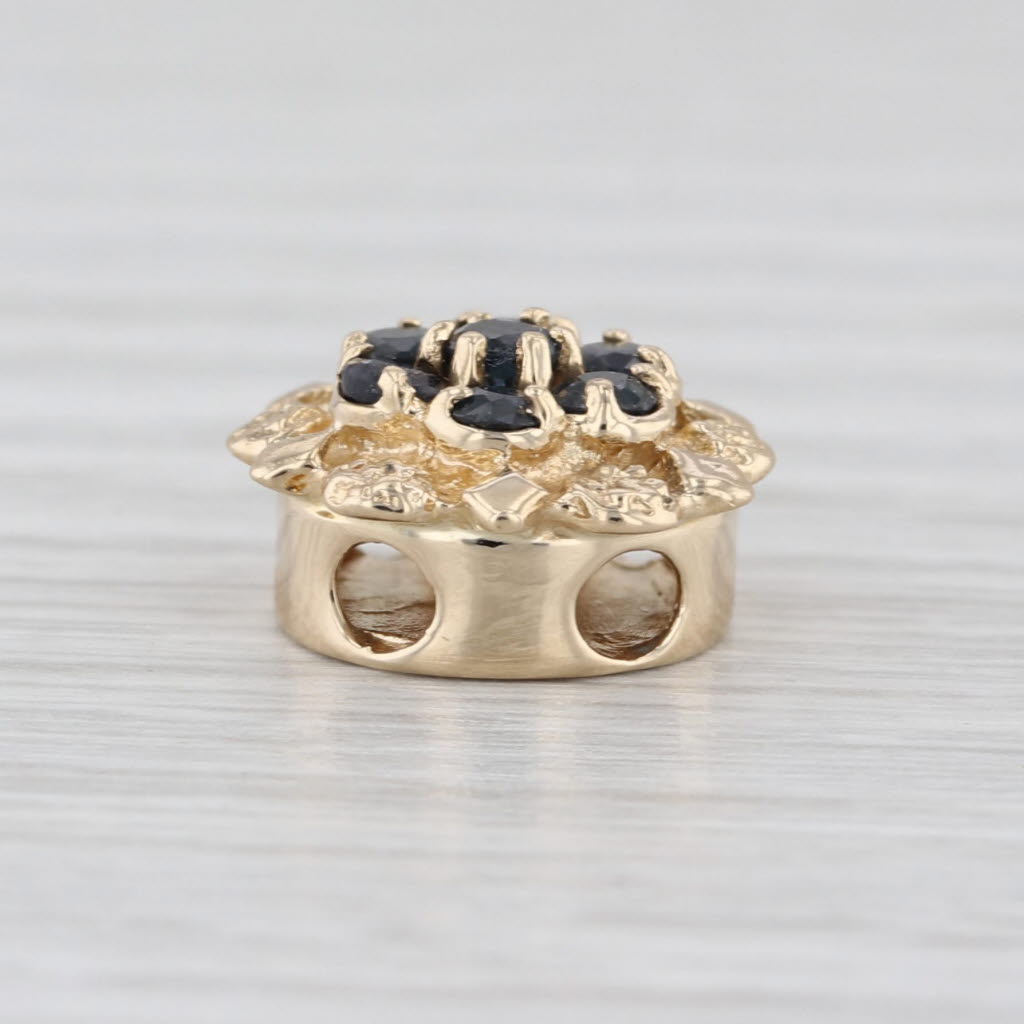 Richard Klein Blue Sapphire Flower Slide Bracelet Charm 14k Yellow Gold