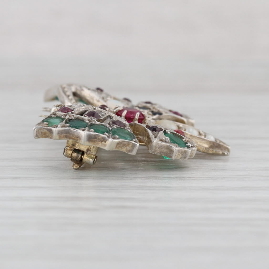 Antique Butterfly Pin 10k Gold Pearl Opal Ruby Diamond Sapphire Emerald Garnet