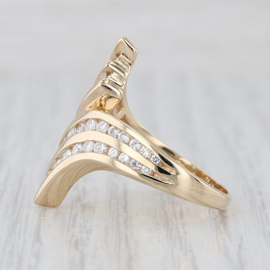 1.27ctw Diamond Rows Bypass Ring 14k Yellow Gold Size 8.25