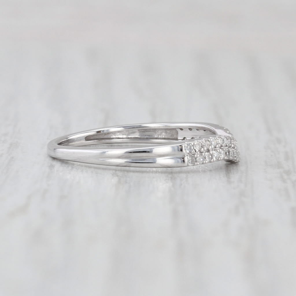 0.20ctw Contoured Diamond Ring Guard Wedding Band 14k White Gold Size 7
