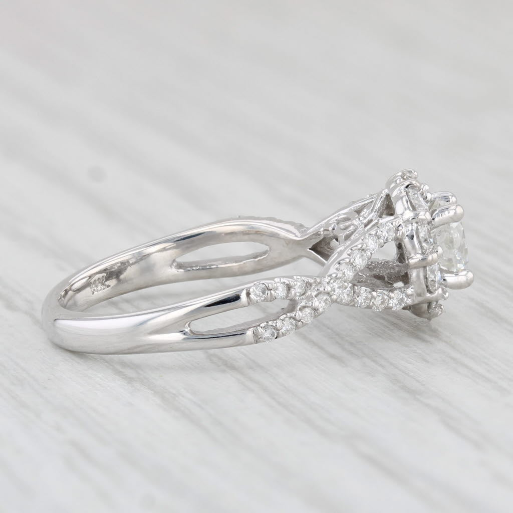Light Gray 1ctw Round Diamond Halo Engagement Ring 14k White Gold Size 5.5