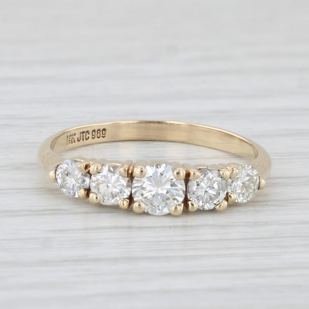 Light Gray 0.75ctw Diamond Wedding Band 14k Yellow Gold Size 6.5 Stackable Anniversary Band