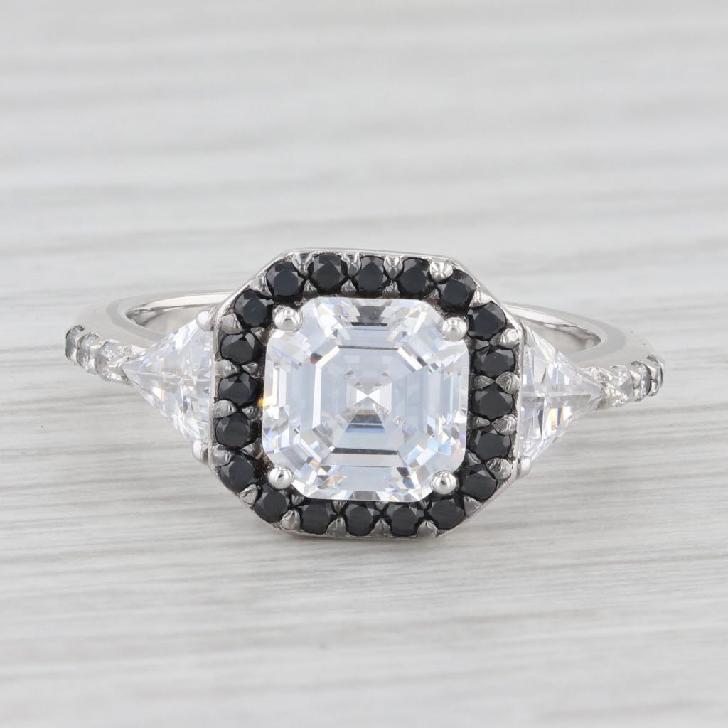 Light Gray 3.46ctw Cubic Zirconia Halo Ring Sterling Silver Size 8 Engagement