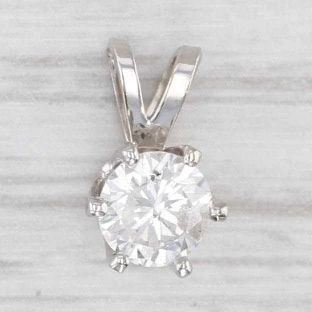 Light Gray New 0.41ct Round Solitaire Small Drop Pendant 14k White Gold