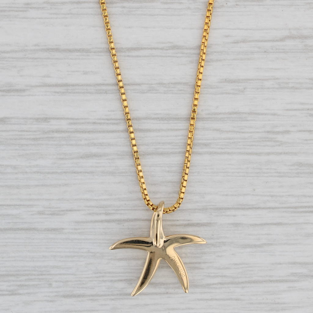 Gray New 0.12ctw Diamond Star Pendant 14k Yellow Gold 17-18" Box Chain