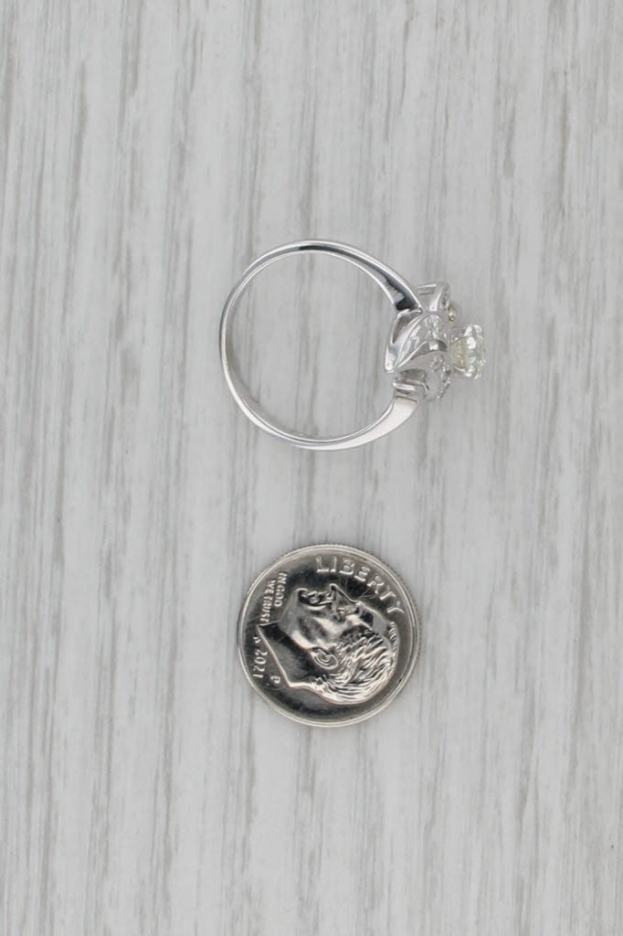 Vintage 0.76tcw Diamond Flower Ring 14k White Gold Size 7.75 Engagement