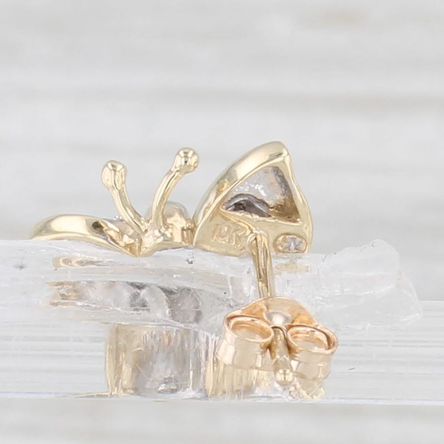 Light Gray Diamond Accented Butterfly Stud Earrings 10k Yellow Gold