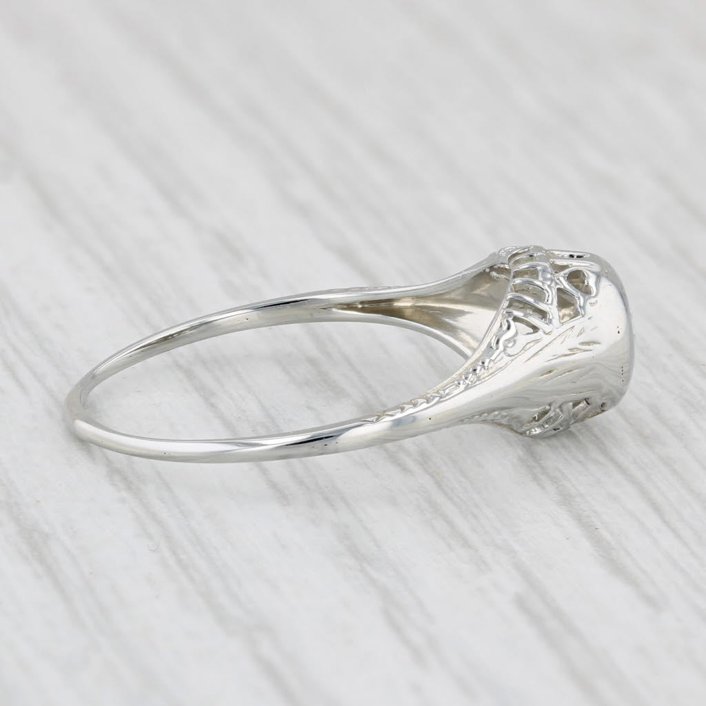 Light Gray Vintage Art Deco Diamond Ring 18k White Gold Size 7.5 Round Solitaire