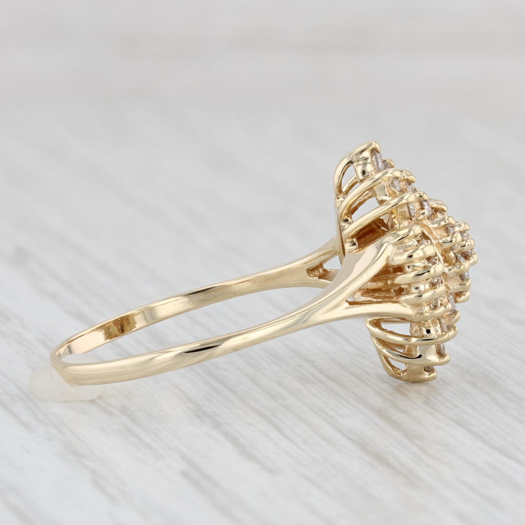 Light Gray 0.79ctw Diamond Cluster Ring 14k Yellow Gold Size 9.25 Engagement