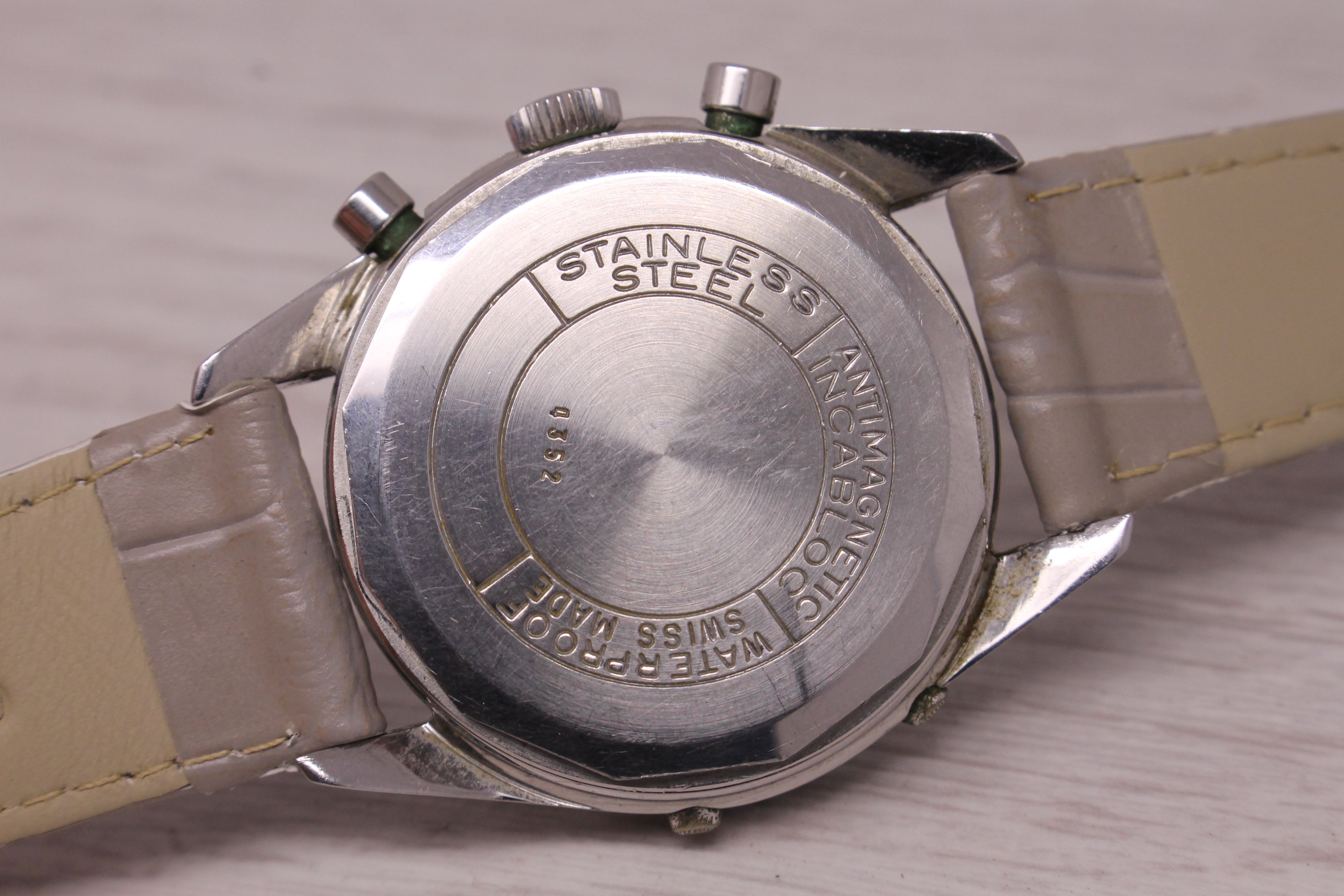 Light Slate Gray Vintage Valjoux 88 36mm Stainless Steel Triple Date Moonphase Chronograph Watch