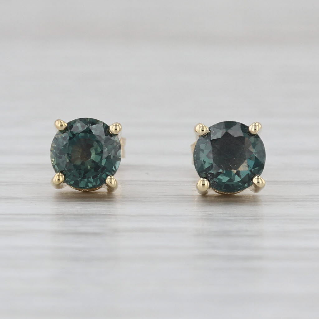 1.83ctw Color Change Sapphire Stud Earrings 10k Gold Round Solitaire Studs