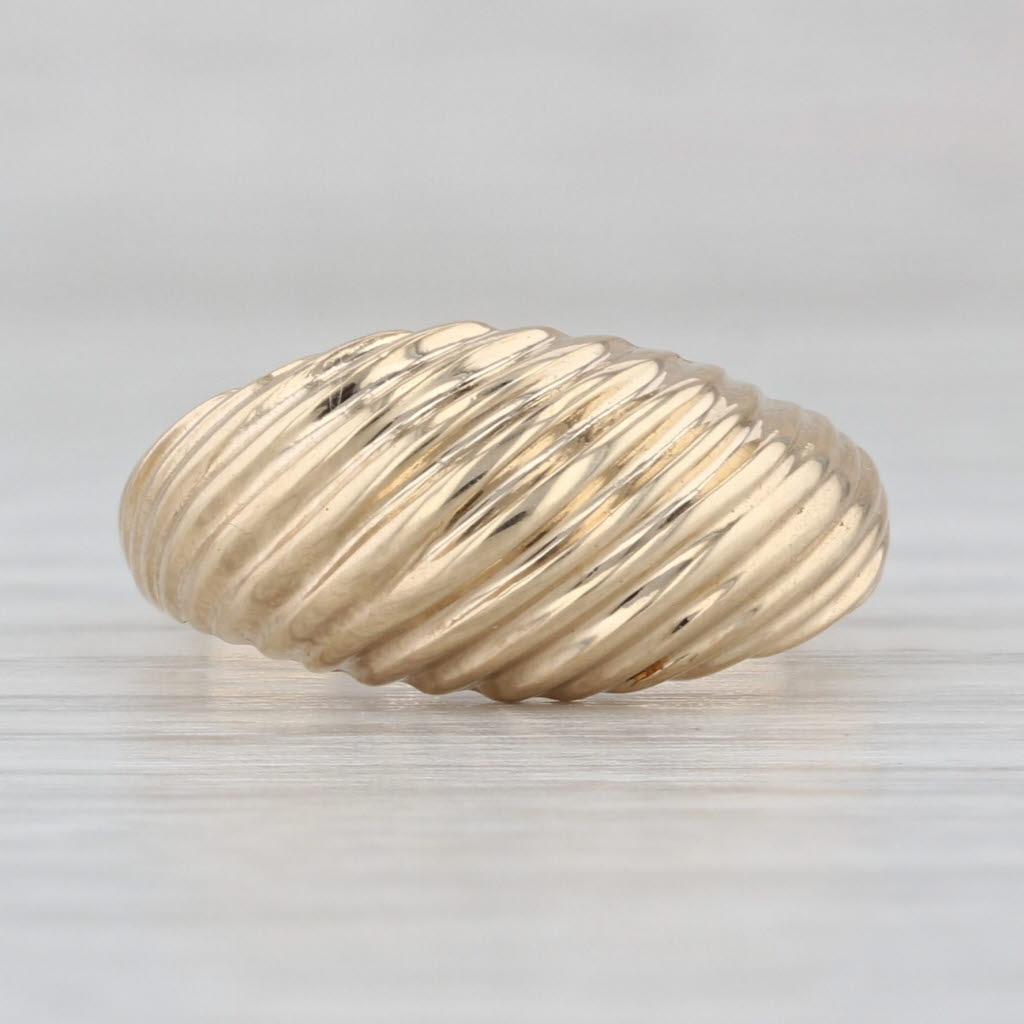 Domed Scalloped Croissant Ring 14k Yellow Gold Size 5.75