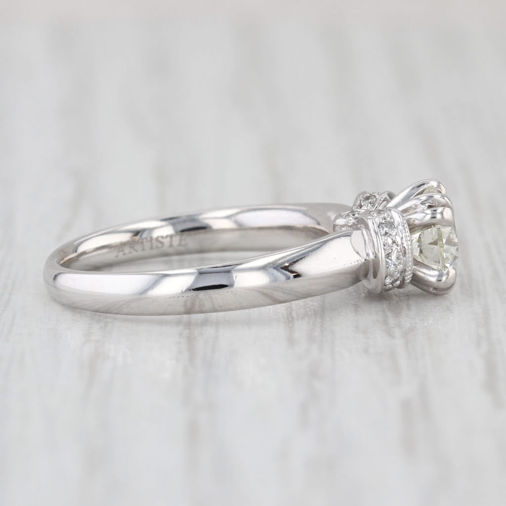 1.10ctw Diamond Engagement Ring 14k White Gold Size 6 Artiste