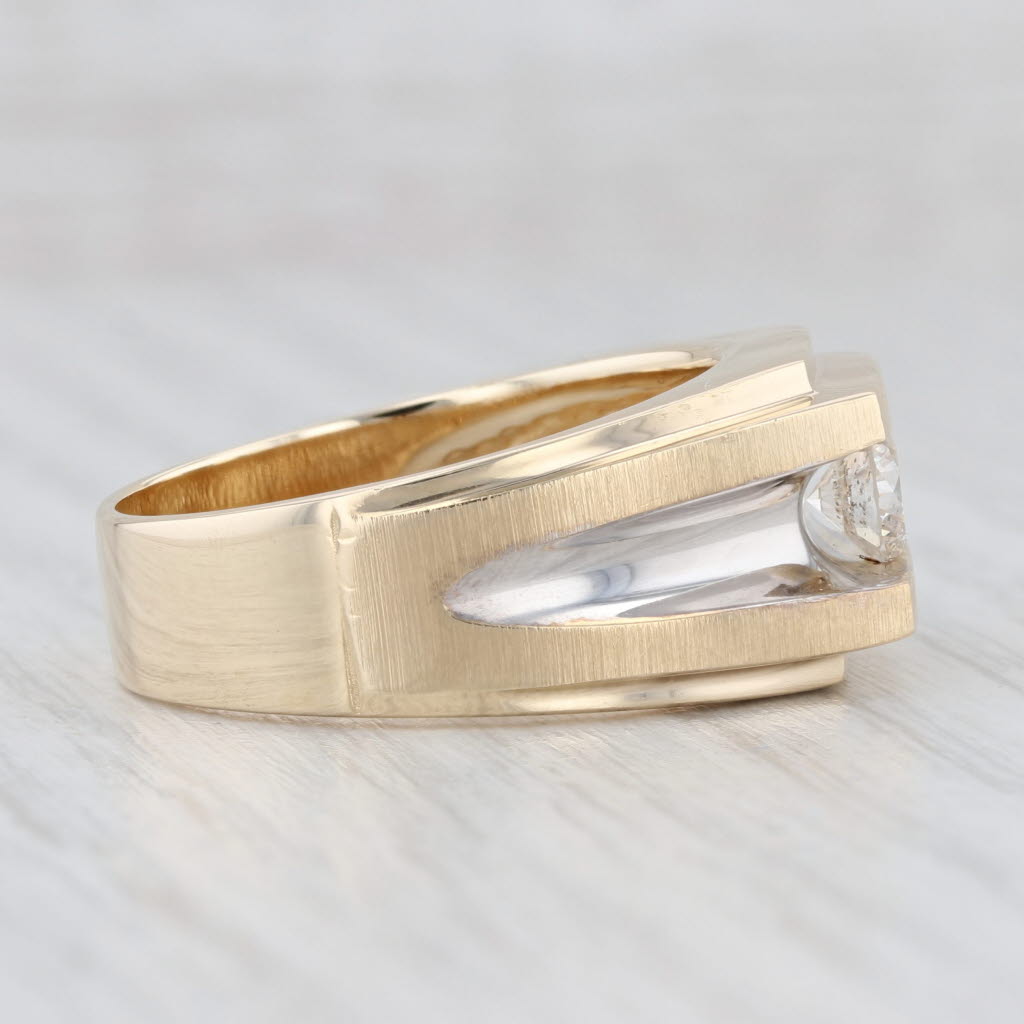 Light Gray 0.48ct Diamond Solitaire Men's Ring 14k Yellow Gold Size 10.5 Wedding Band