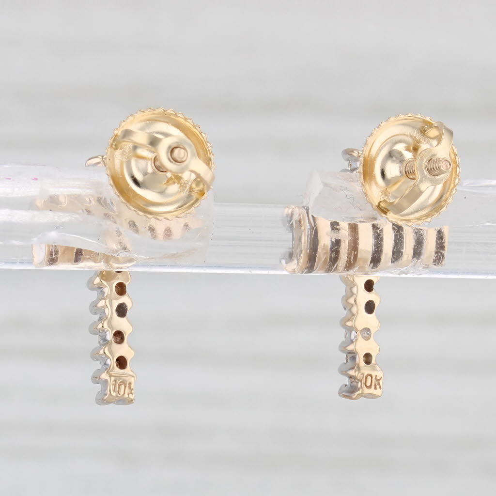 Light Gray 0.16ctw Diamond Cross Stud Earrings 10k 14k Yellow Gold Screw Back Pierced