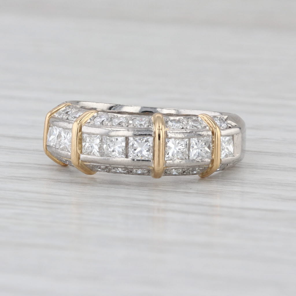 1.36ctw Diamond Wedding Anniversary Band Platinum 18k Gold Size 7 Ring Stackable