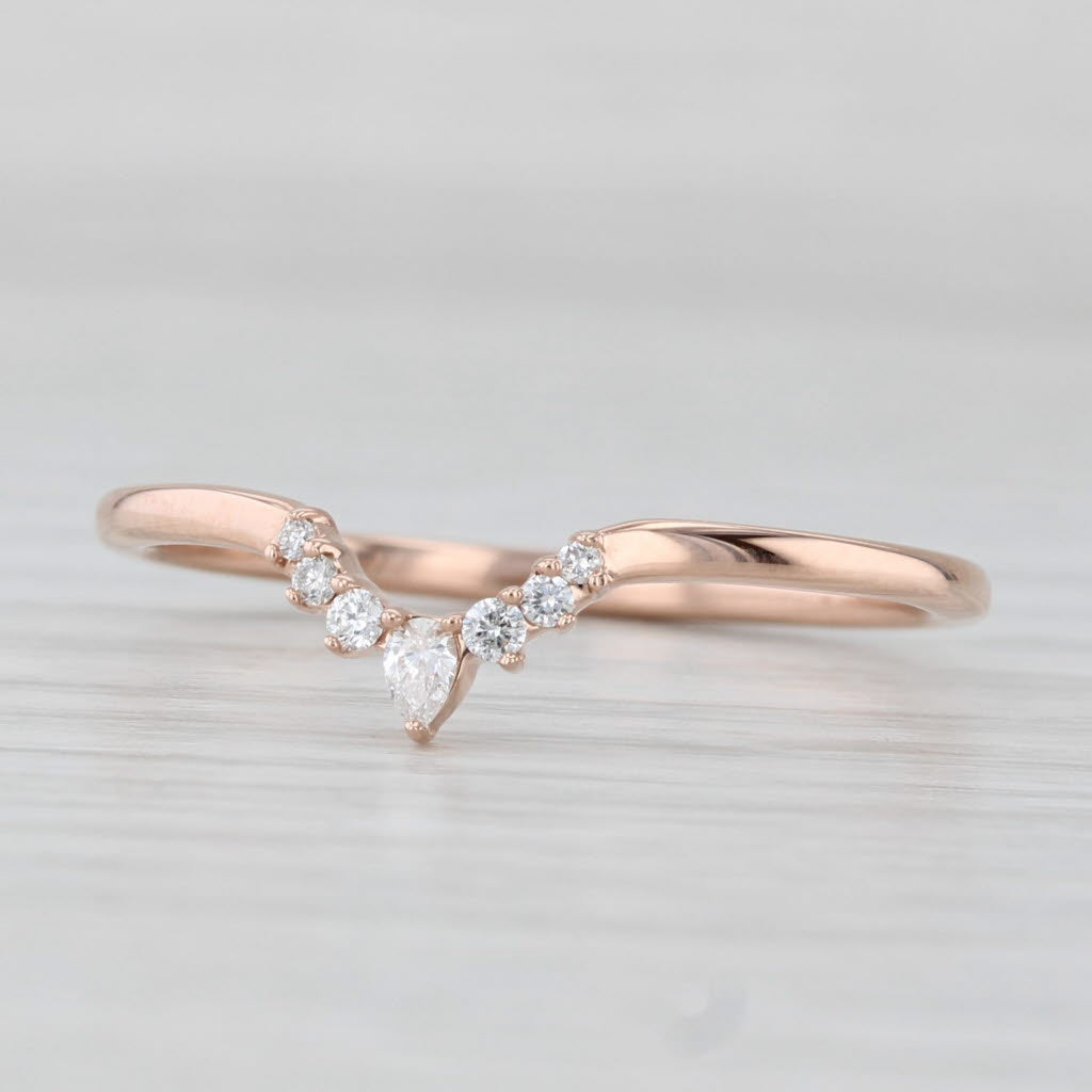 Light Gray Brilliant Earth Lunette 0.10ctw Diamond Ring 14k Rose Gold Stackable w/ Box
