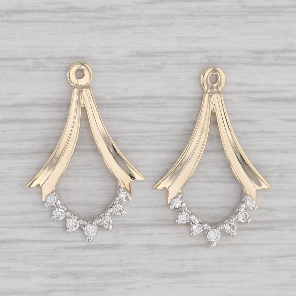 Gray 0.20ctw Diamond Earring Enhancer Drops for Stud Earrings 14k Yellow Gold