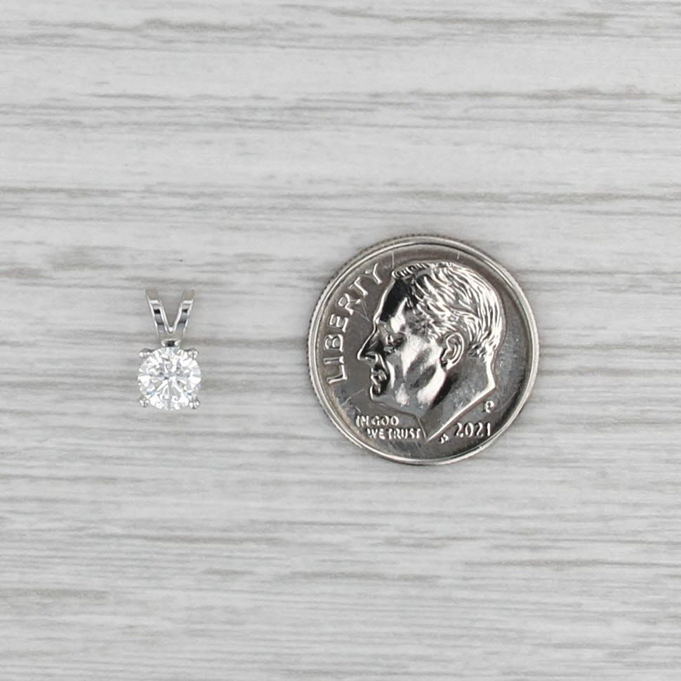 New 0.45ct Diamond Solitaire Pendant 14k White Gold 4 Prong Small Round Drop
