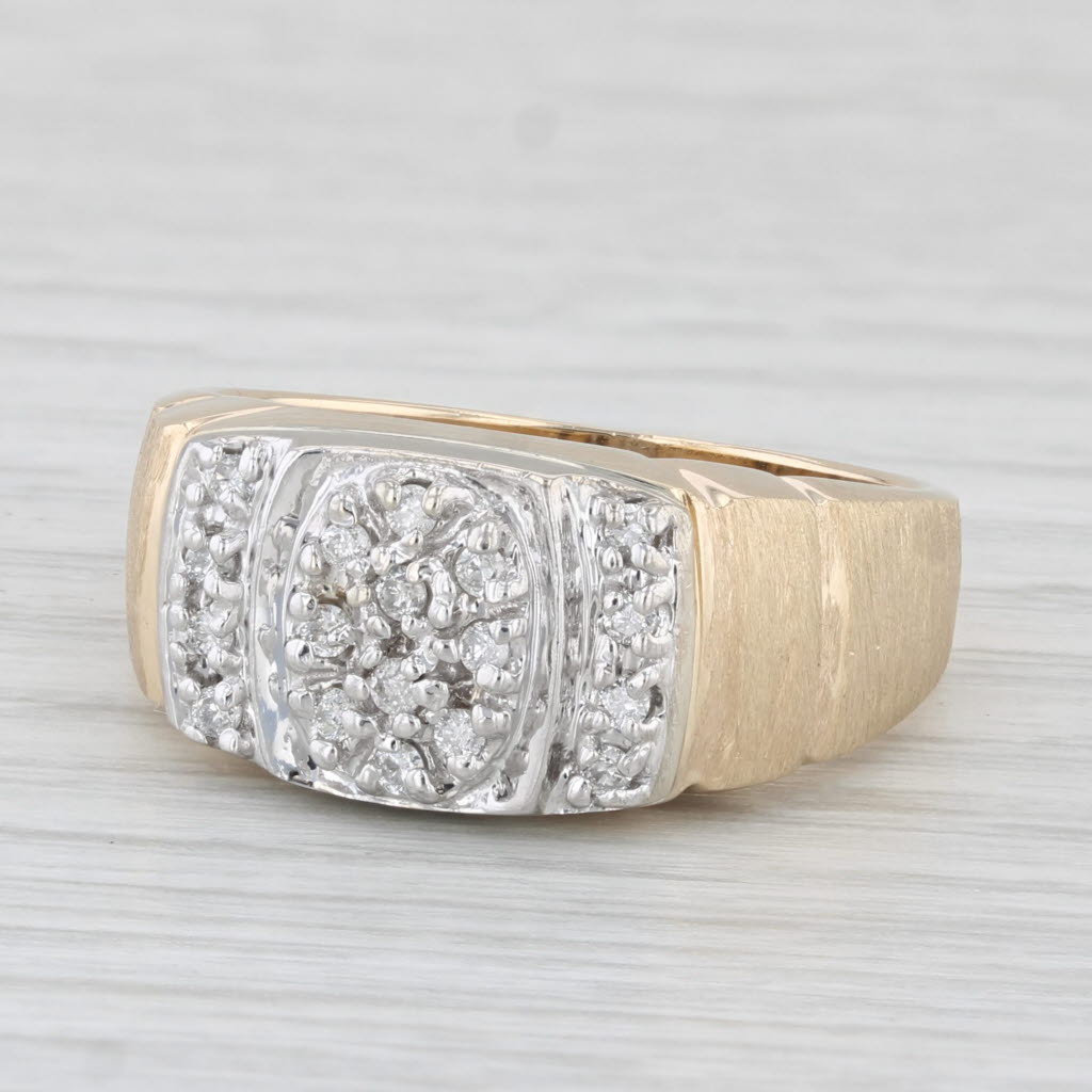 Light Gray 0.18ctw Diamond Cluster Ring 10k Yellow Gold Size 10 Men's