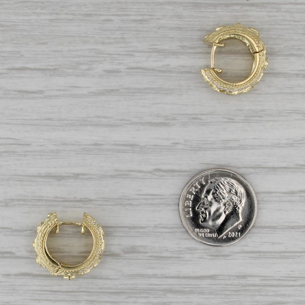 Penny Preville 0.58ctw Diamond Hoop Huggie Earrings 18k Yellow Gold Round Hoops