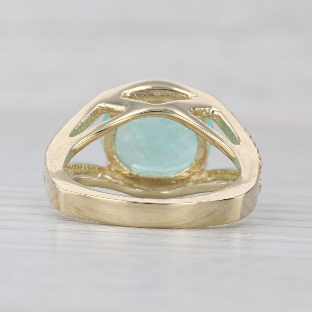 3.94ctw Green Beryl Diamond Ring 14k Yellow Gold Size 8 Euro Shank